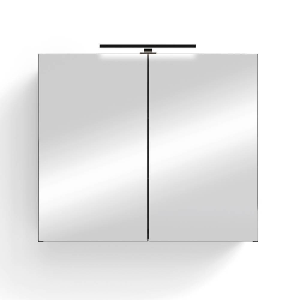 Zweitüriger Badezimmer-Spiegelschrank mit integrierter LED-Beleuchtung und Spiegelfront – Asta