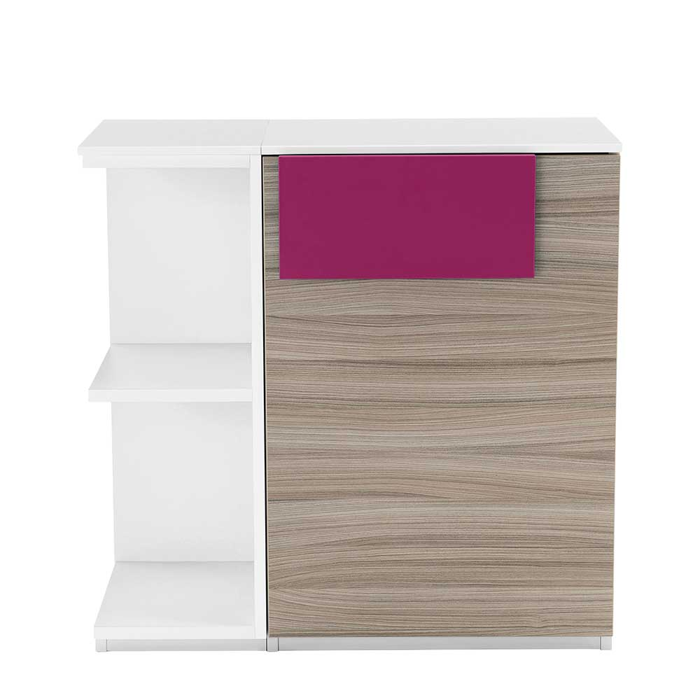 Schlafzimmer Kommode Oedo in Dekor Holz Weiß Pink