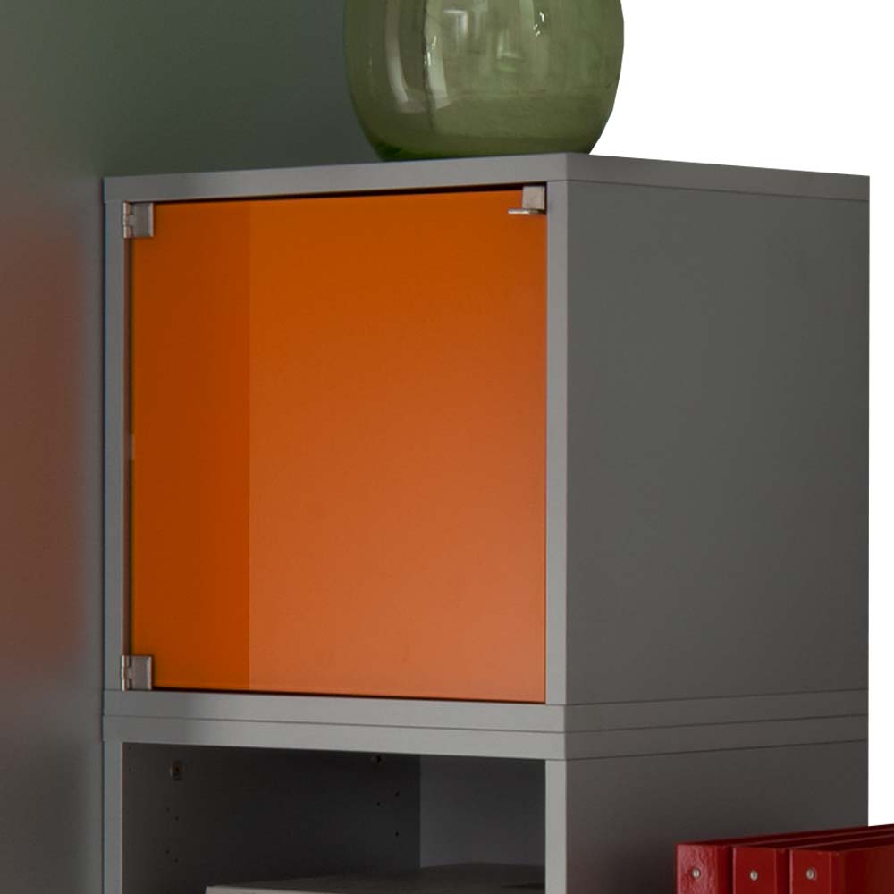 Wohnwand in Silber & Grün & Orange - Lecodas (dreiteilig)
