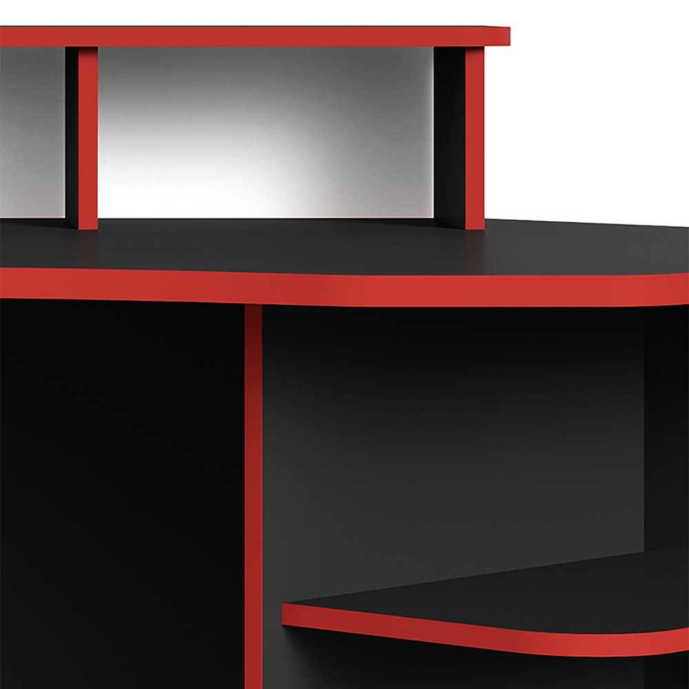 PC-Schreibtisch in Schwarz mit Rot - Diana