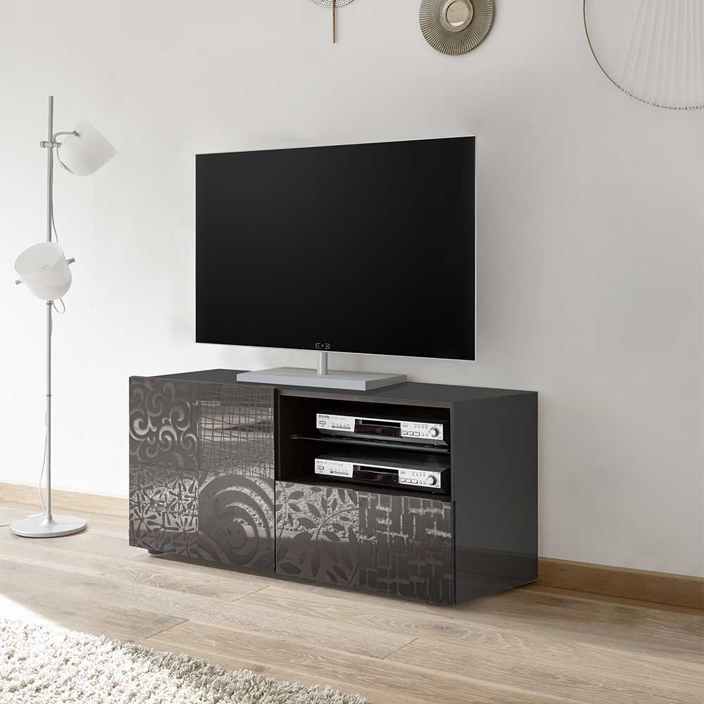 Design Hochglanz TV Element in Anthrazit - Ipatal
