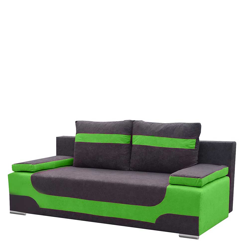 Federkern-Schlafsofa in Grün und Dunkelgrau - Florencia
