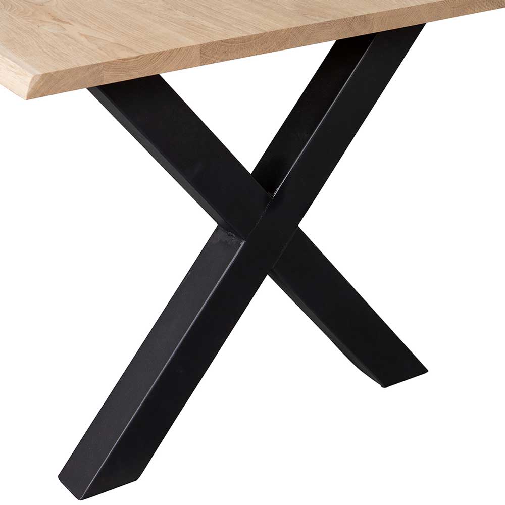 X-Fuß Baumkanten Tisch aus Eiche naturbelassen - Suprise