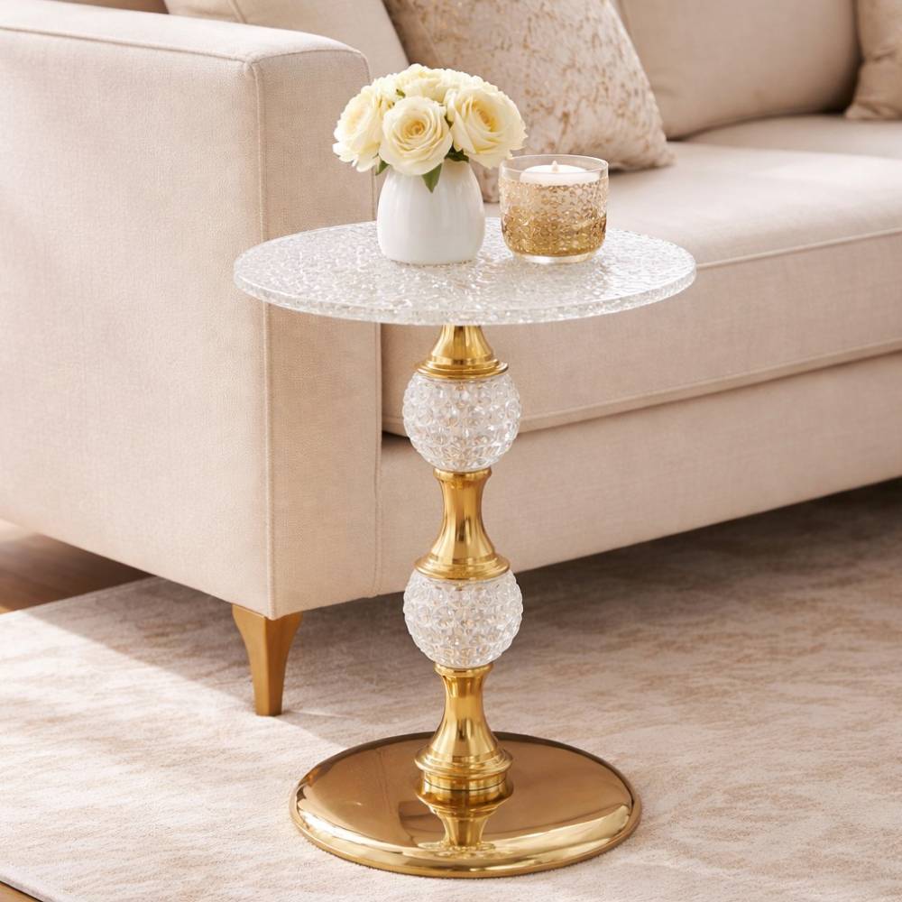 Design-Beistelltisch aus Glas und Metall - Mariah