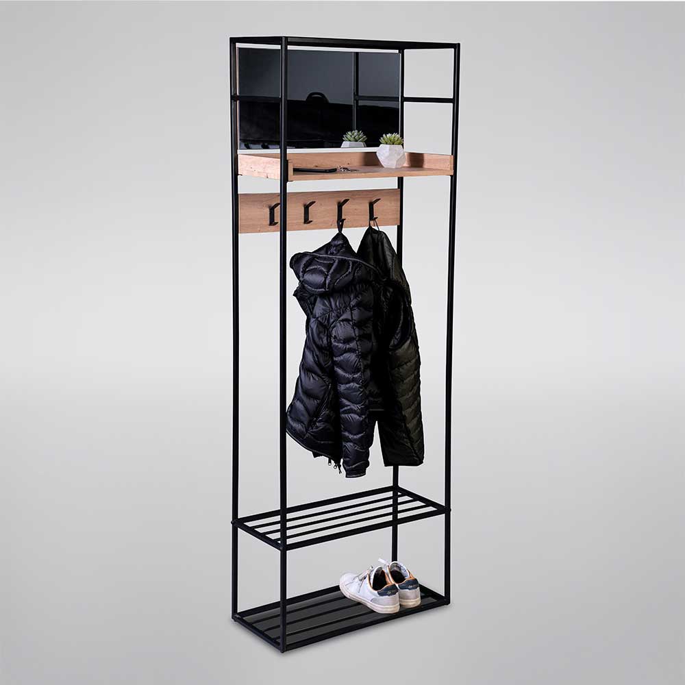 Kompakte Garderobe aus MDF & Glas & Metall - Sayetta