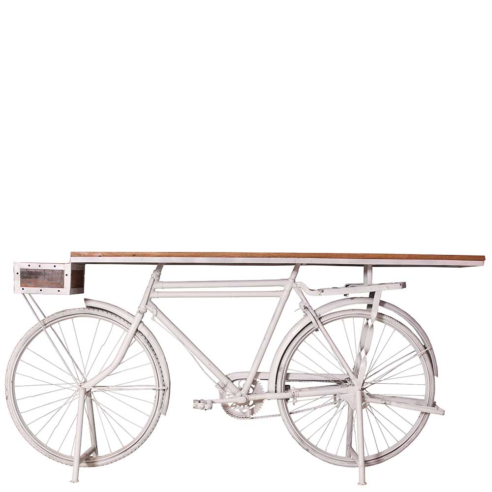 190x95x41 Design Tisch mit Fahrradgestell Antikweiß - Olivia