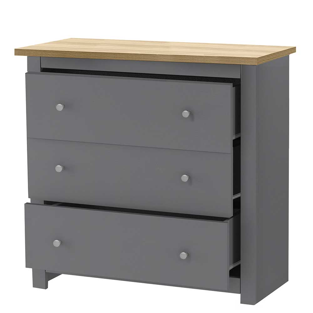 Scandi Chic Kommode in Grau mit Eiche - Donia