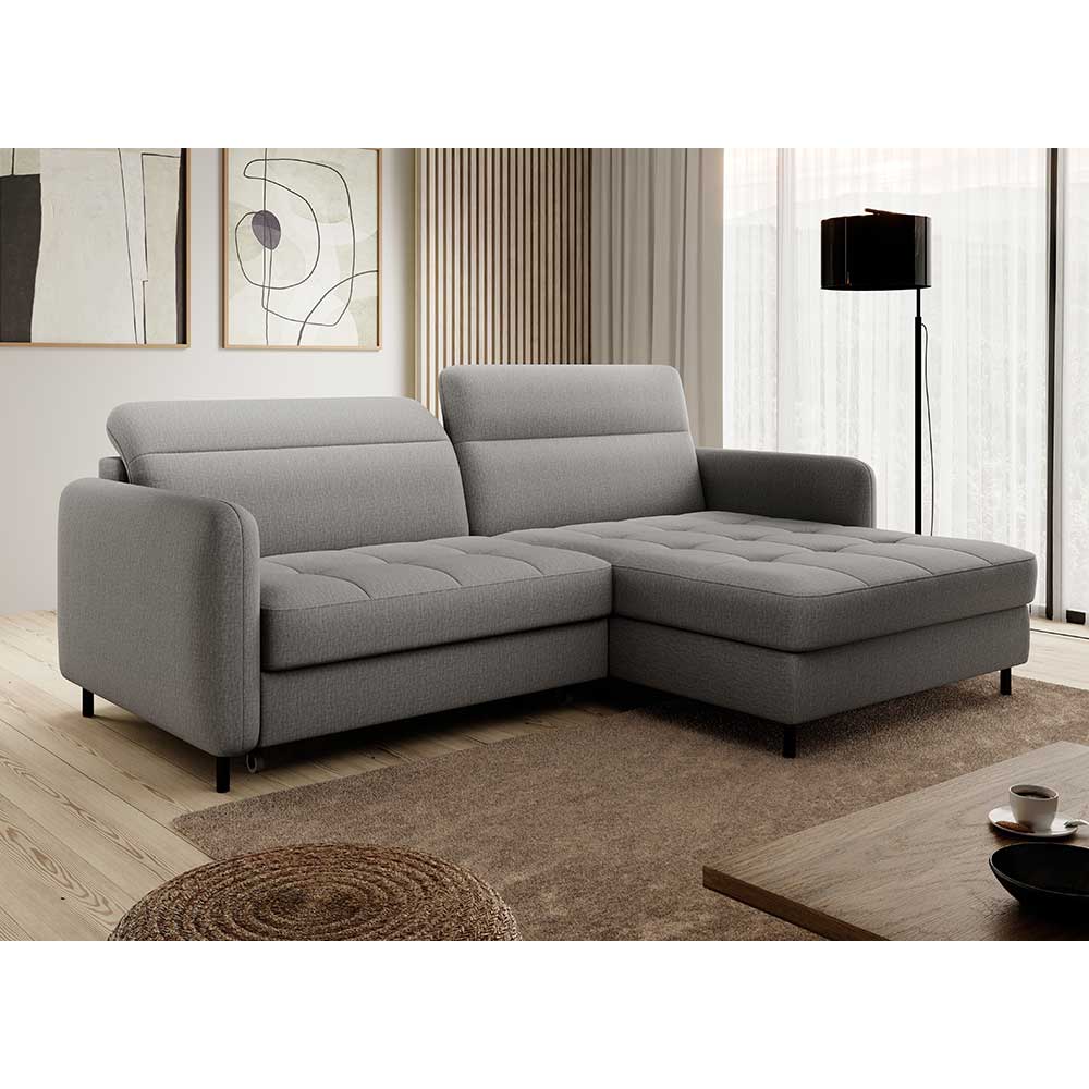 Stoff-Ecksofa in Hellgrau mit Bettfunktion - Alister