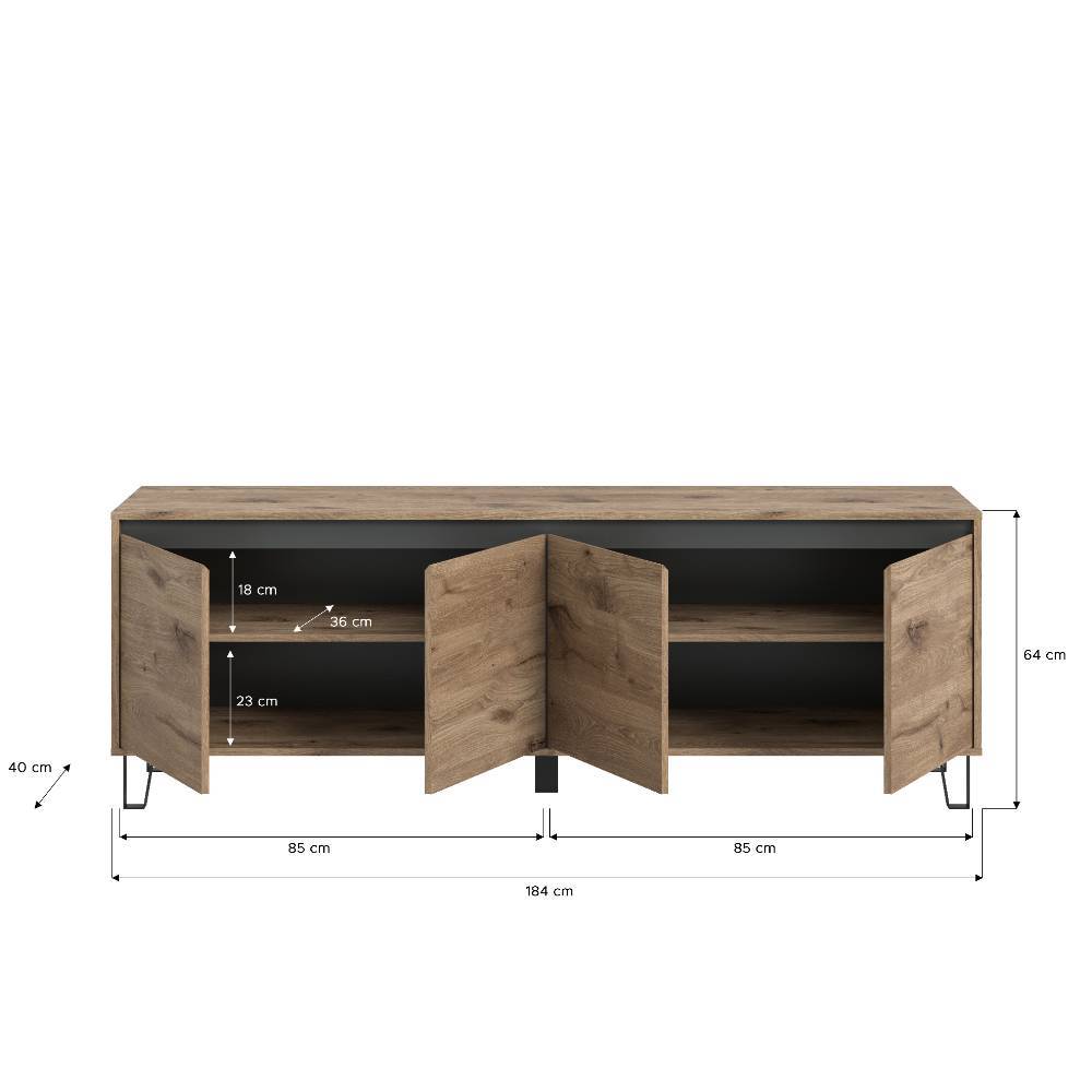 4-türiges TV Lowboard 64 cm hoch - Nomati