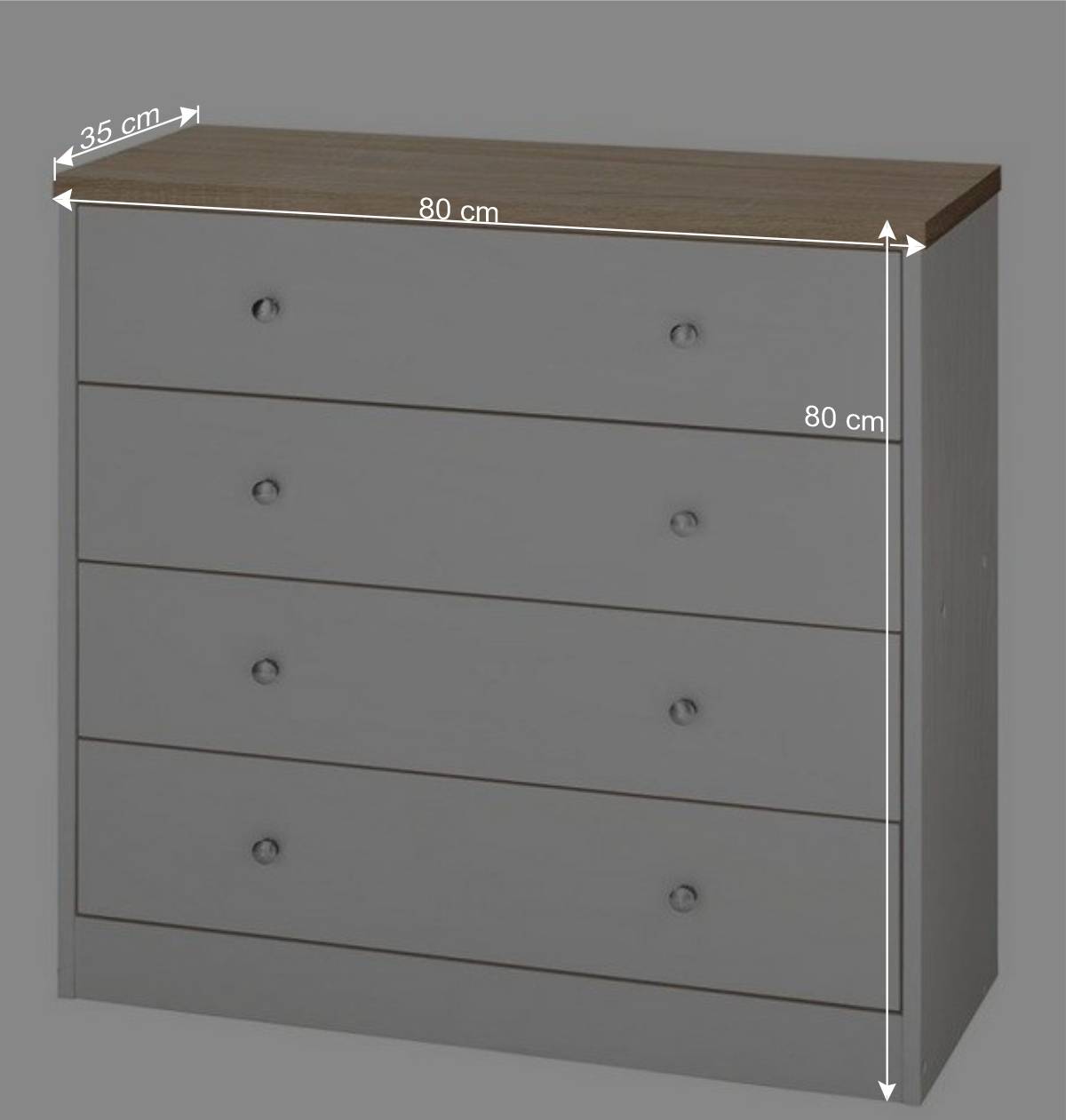 80x80x35 Kommode mit vier Schubladen - Nudion