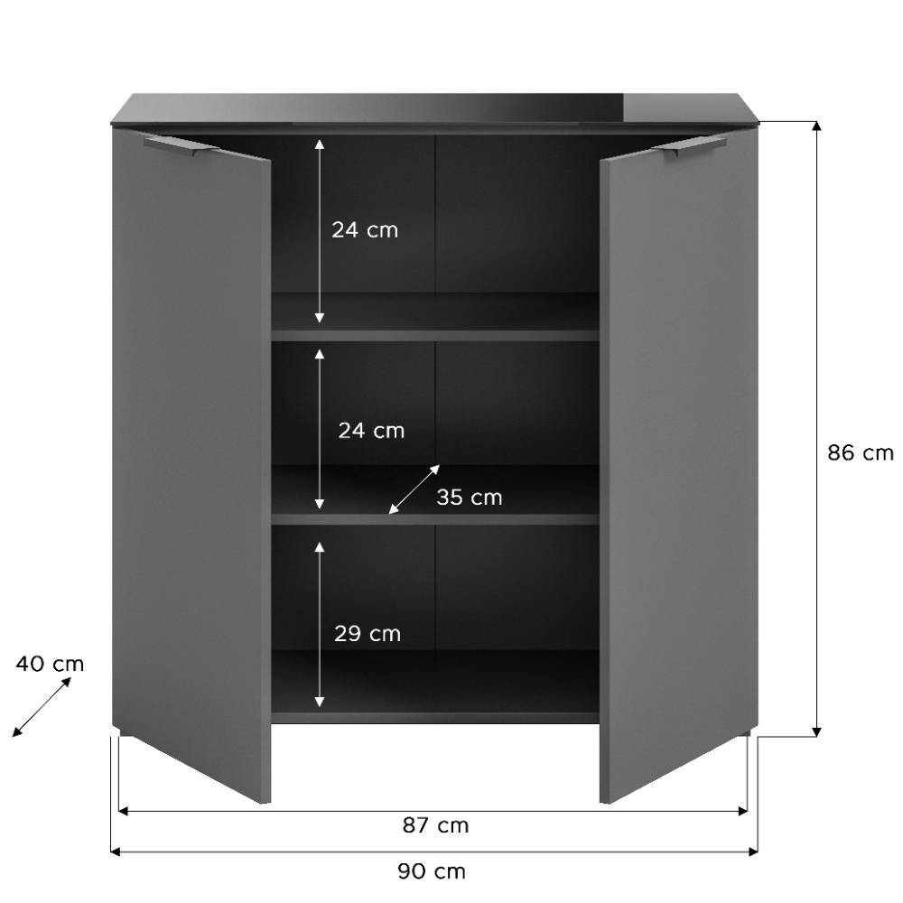 Kommode mit Doppeltür in Anthrazit - Alberello