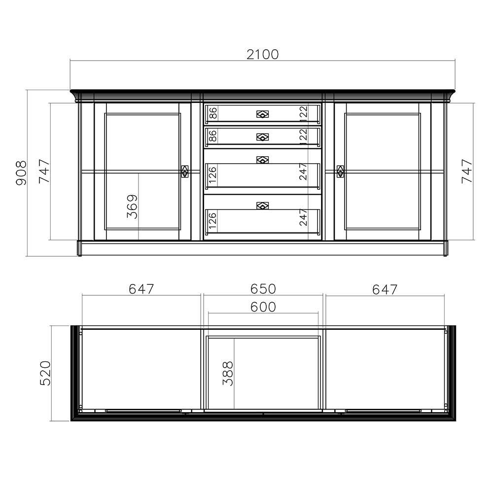 Wohnzimmer Landhausmöbel Set - Diatara (sechsteilig)