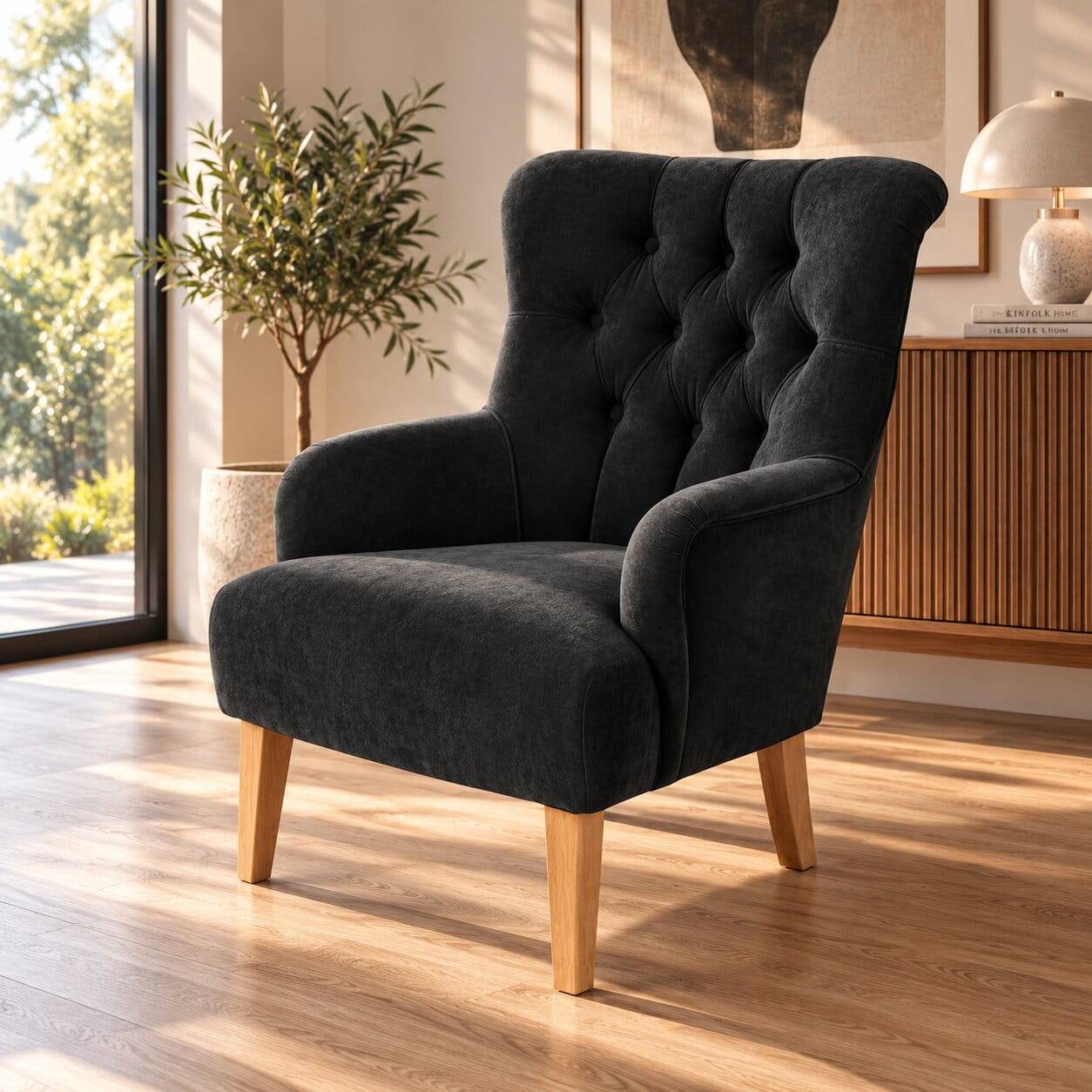 Velours-Polstersessel im Vintage Design - Fayeowa