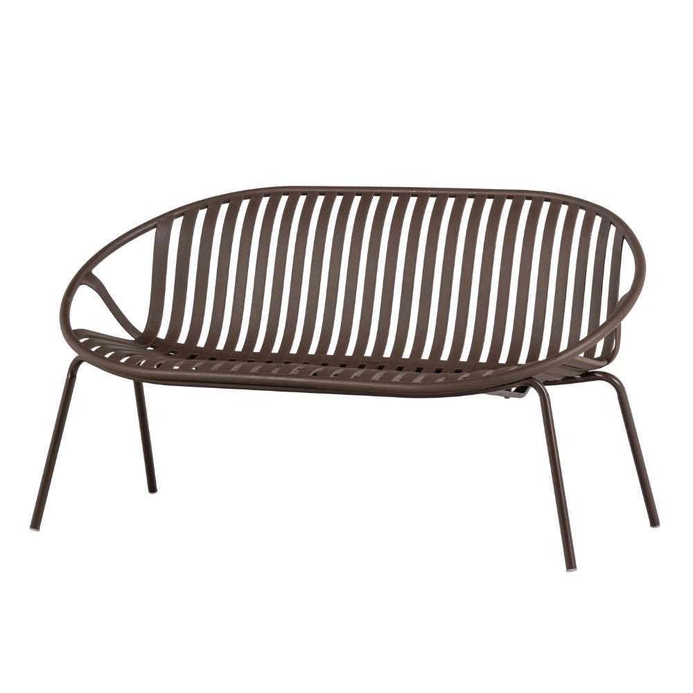 Elegante braune Outdoor Sitzbank für den Balkon mit robustem Metallrahmen – Scolari