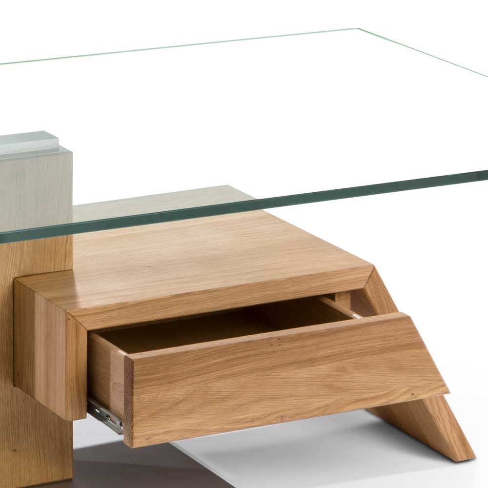 Wohnzimmer Design-Glastisch mit Schublade - Ambia