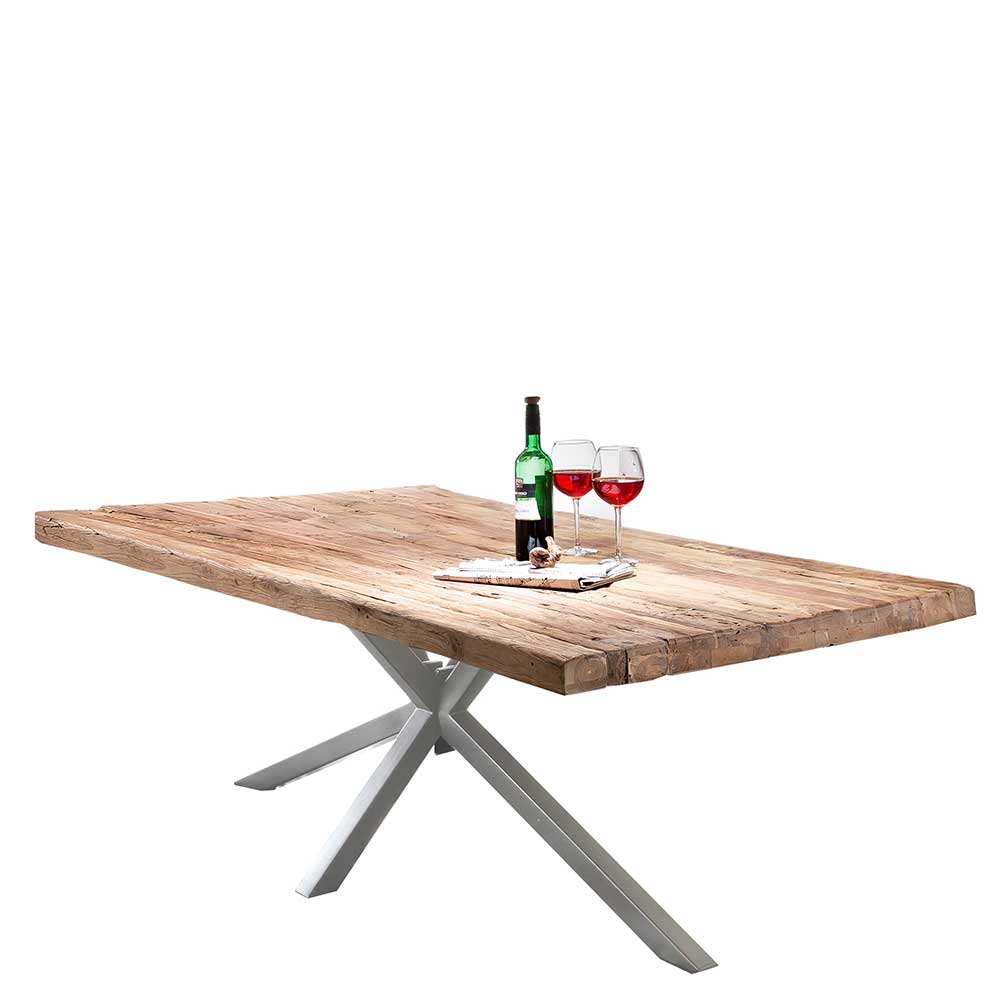 Esszimmertisch mit Holzplatte aus Teak recycelt - Kulstrado