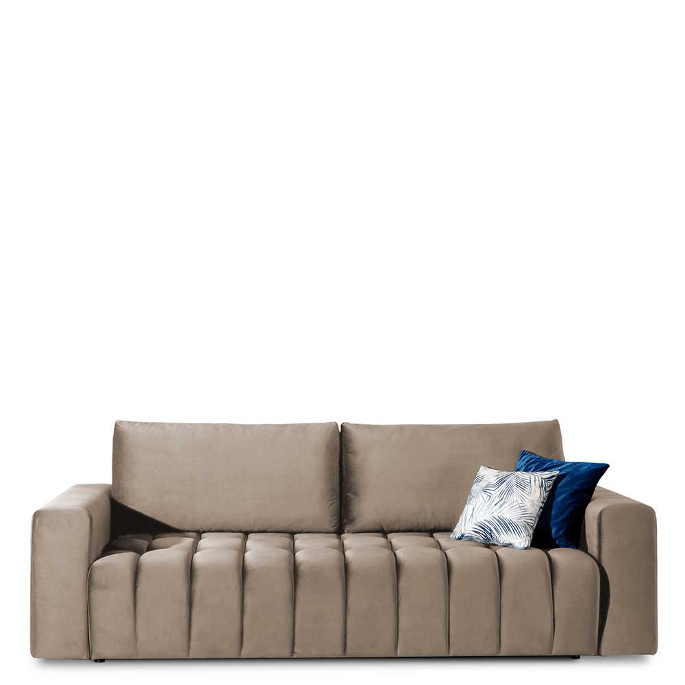 Wohnzimmersofa mit Bettfunktion in Hellbraun - Coisma