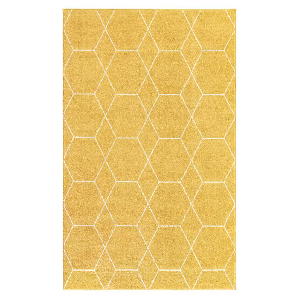 Teppich mit grafischem Muster in Gelb und Creme - Agnes