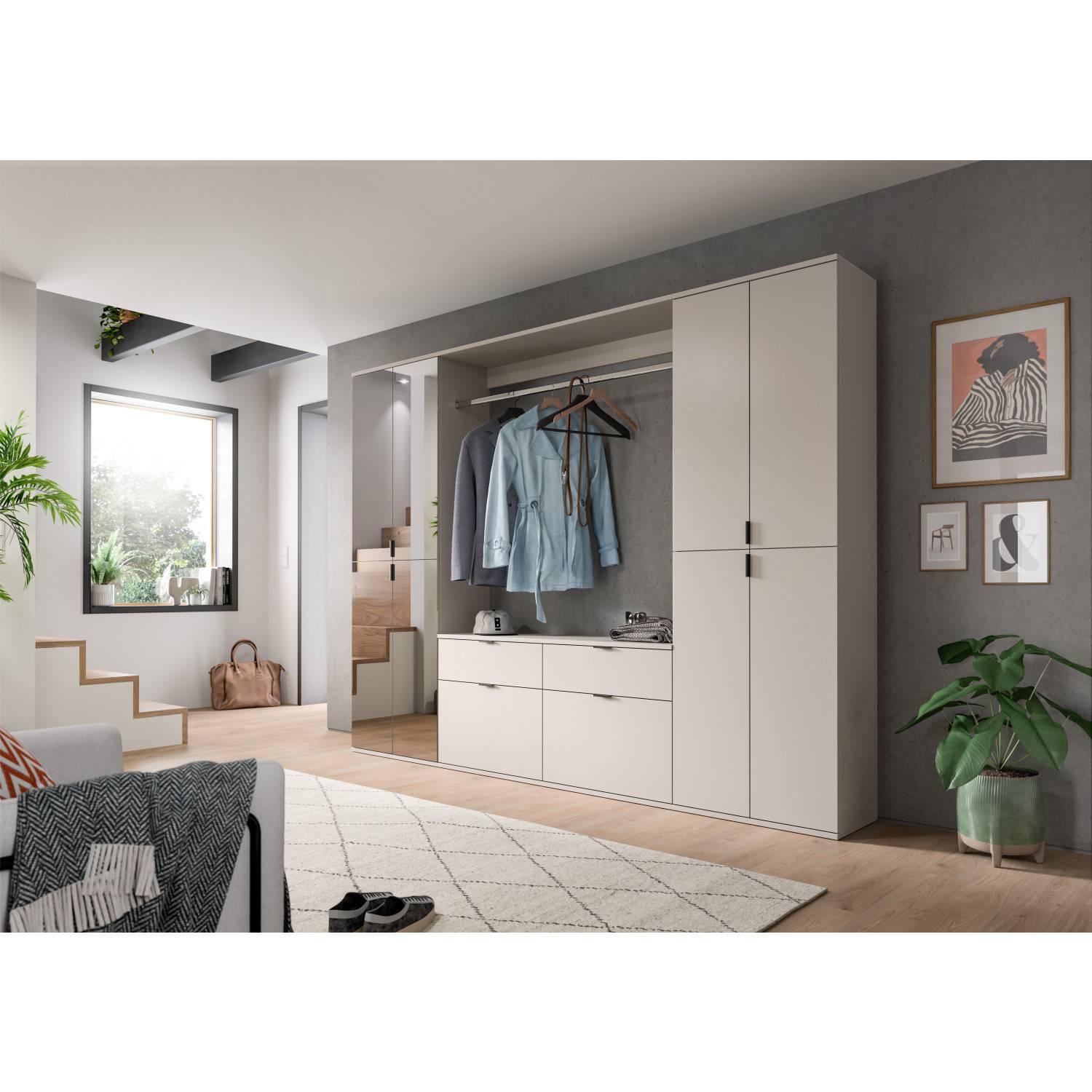 Komplettes Flurmöbelset mit offener Garderobe - Meho