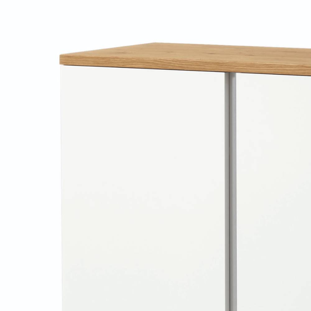 Schuhschrank Danita mit heller Holzplatte und weißem Korpus – Danita