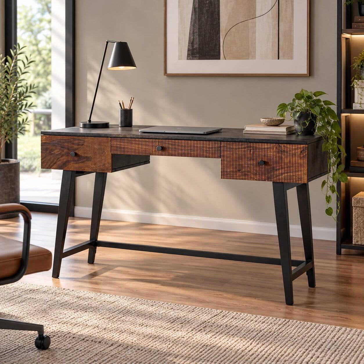 Design Schreibtisch aus Mangoholz und Palisander - Ondarroa