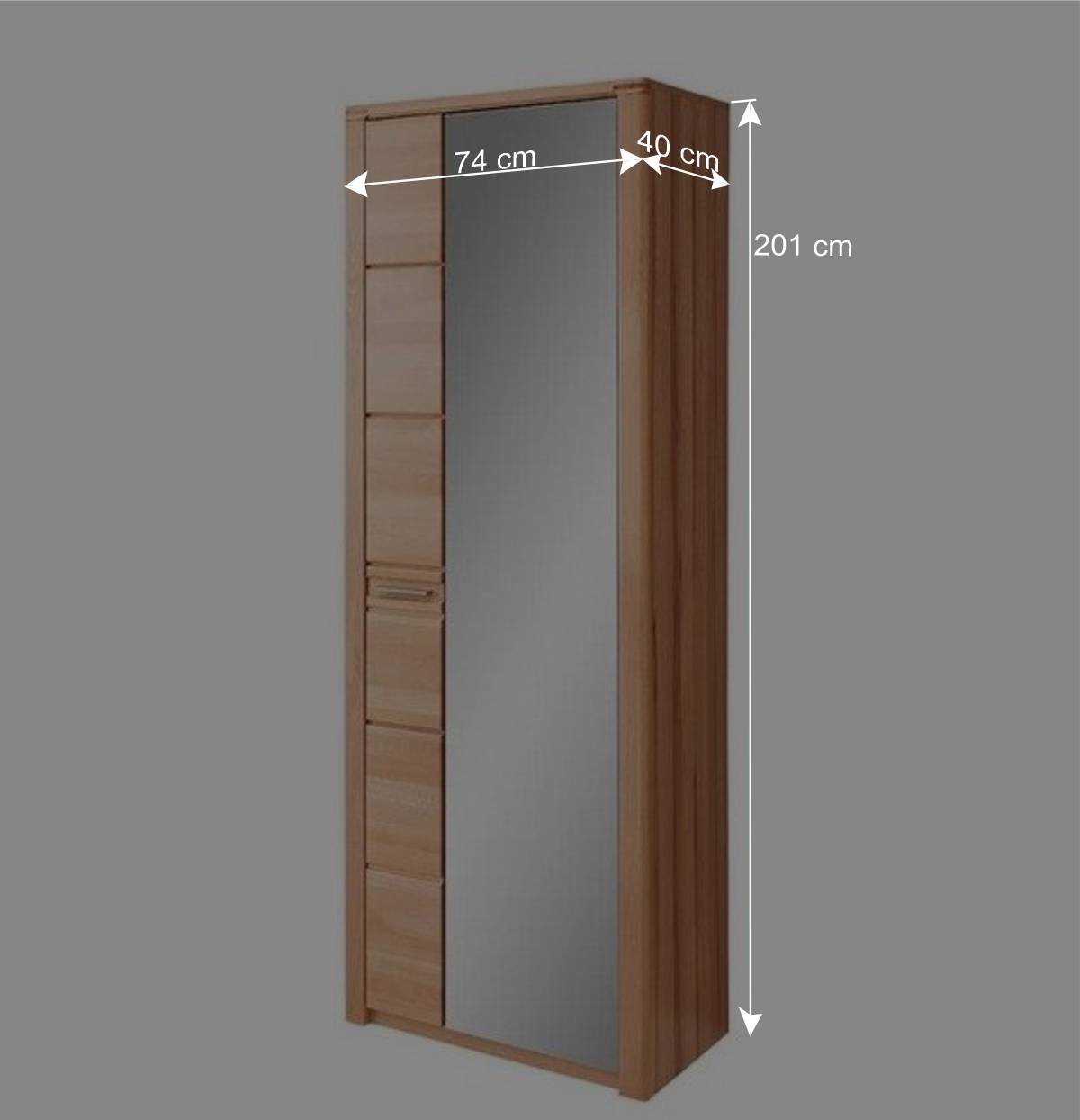 Garderobenschrank mit Spiegel in Kernbuche - Viktorion