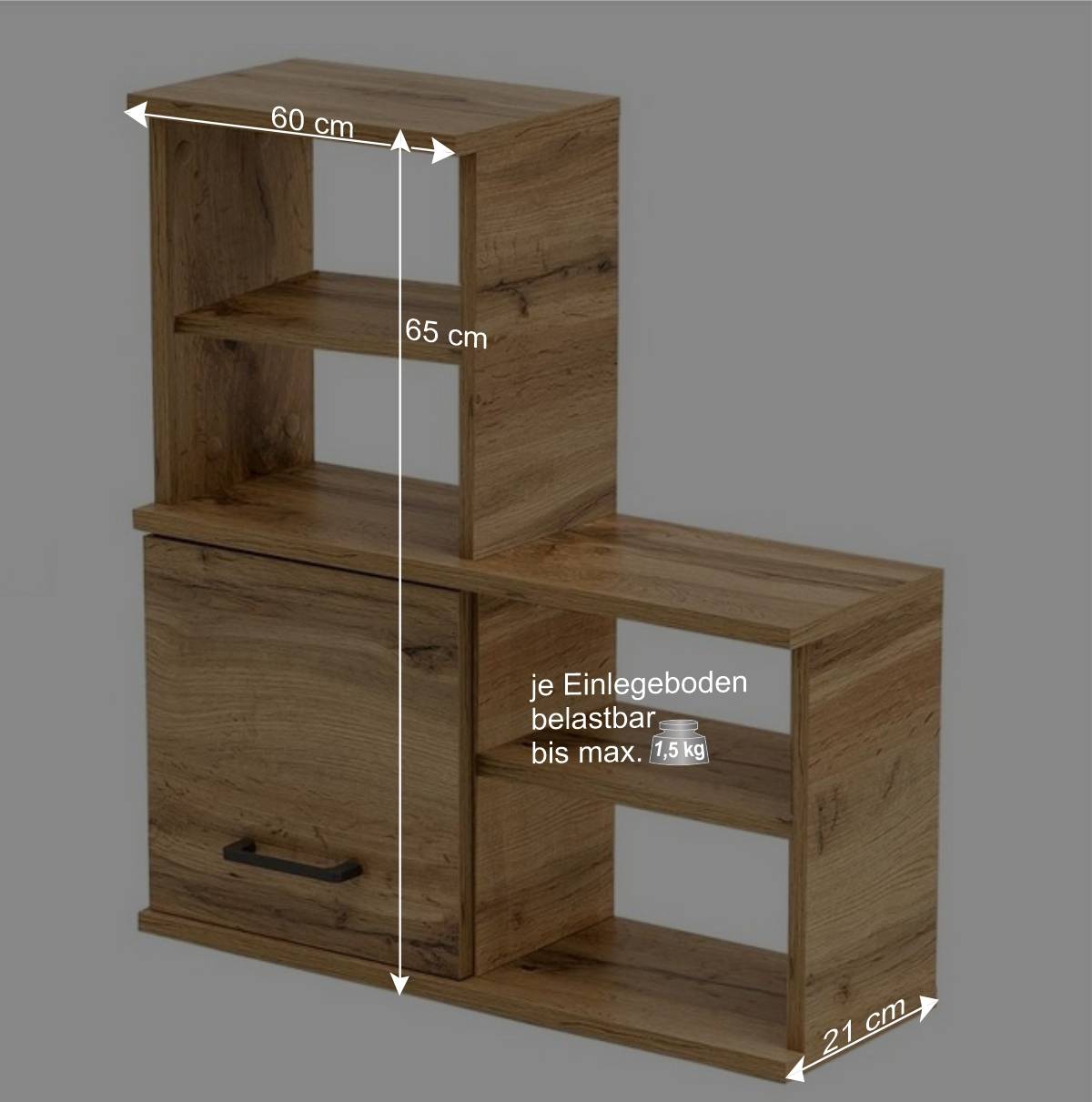 Bad Oberschrank mit Tür & 4 Fächern - Jessmi