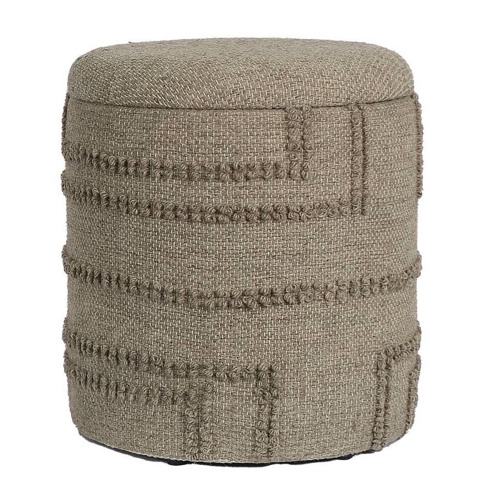 Polsterhocker in Beige mit Strukturmuster - Myrano