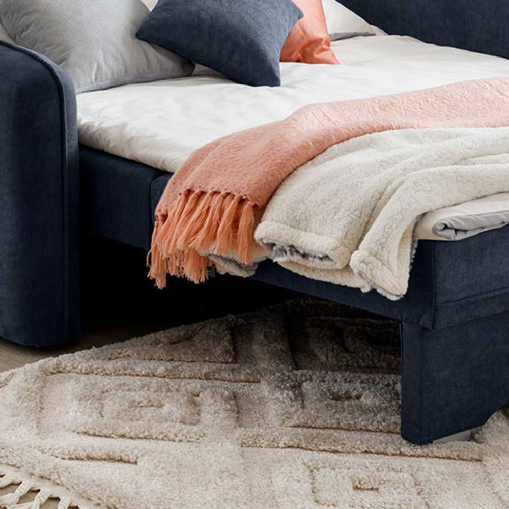 2er Schlafcouch in Blaugrau Veloursbezug - Candeloco