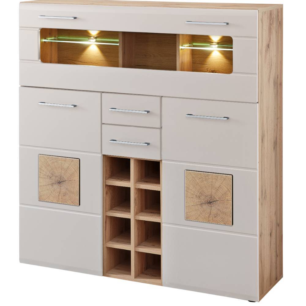 Barschrank in Altholz Optik und Mattgrau - Gemta