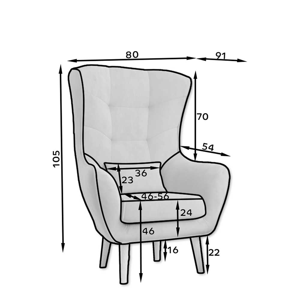 Polstersessel im Skandi Design - Braylin