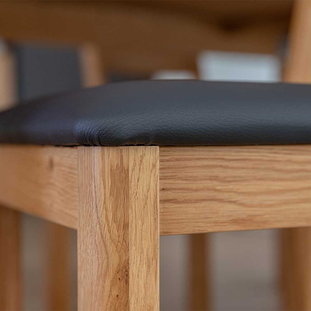 Massivholzstuhl aus Wildeiche mit Kunstleder Sitz - Flair