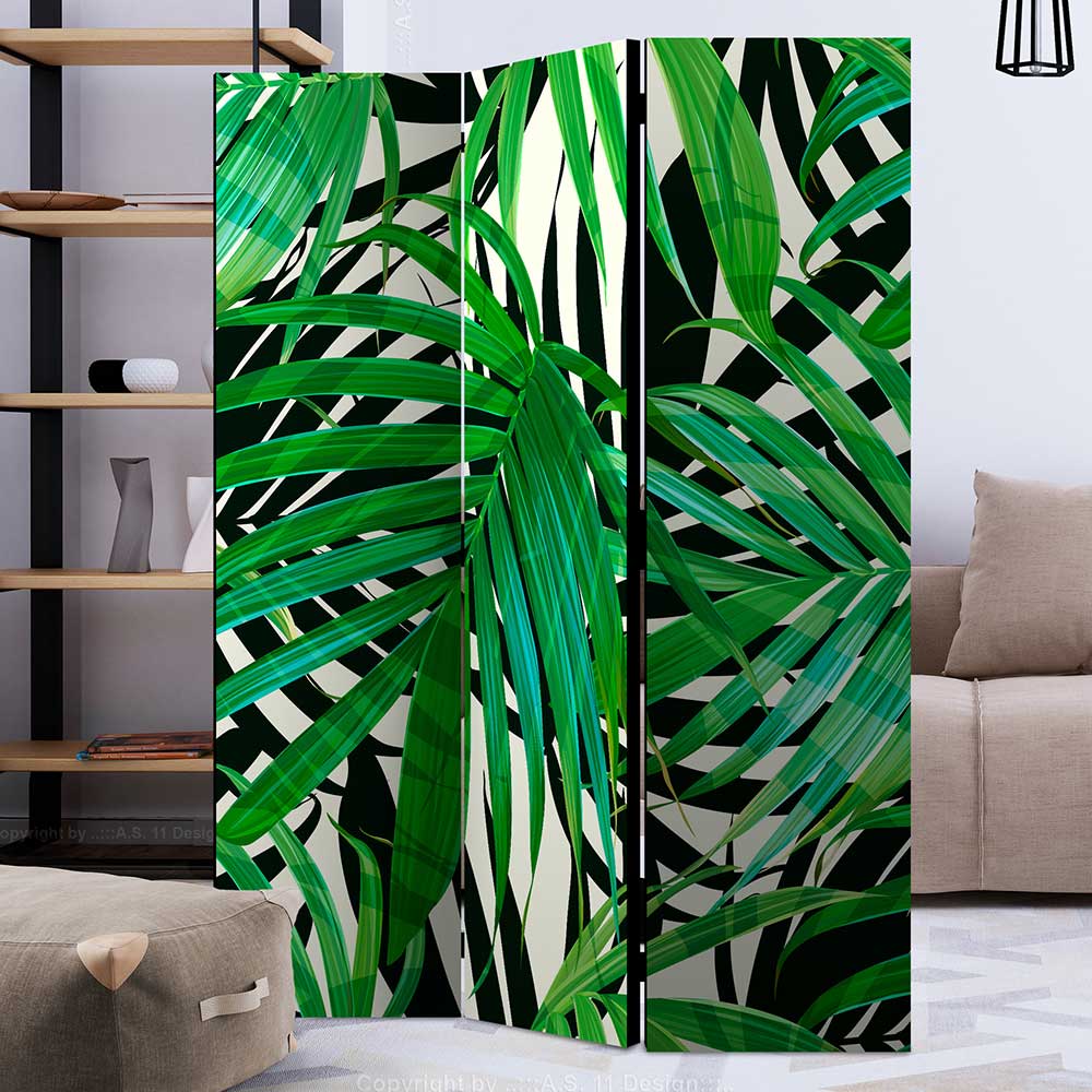 172cm Paravent mit Dschungel Palmblätter Motiv - Ruberta