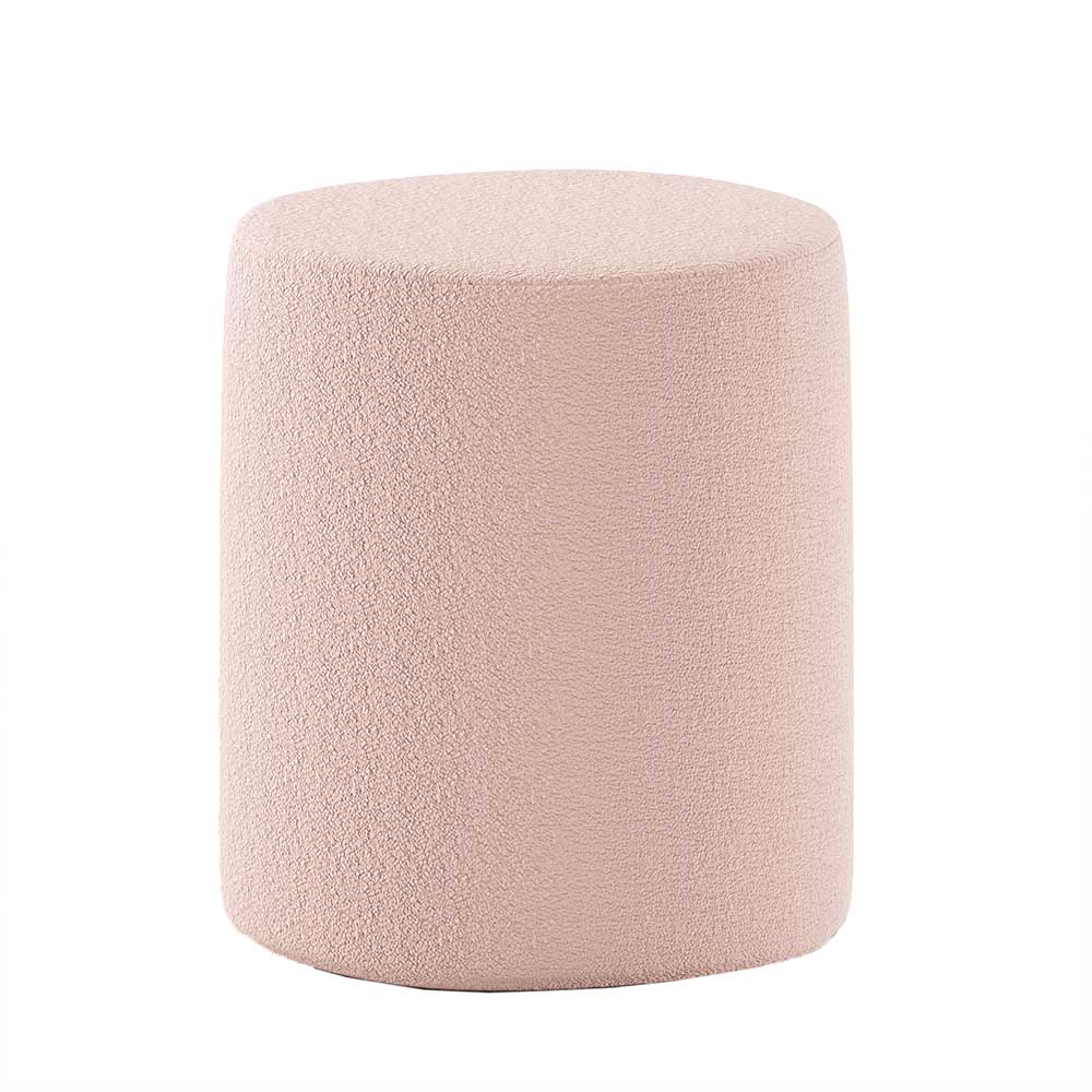 Boucle Polsterhocker in Rosa - Skylab
