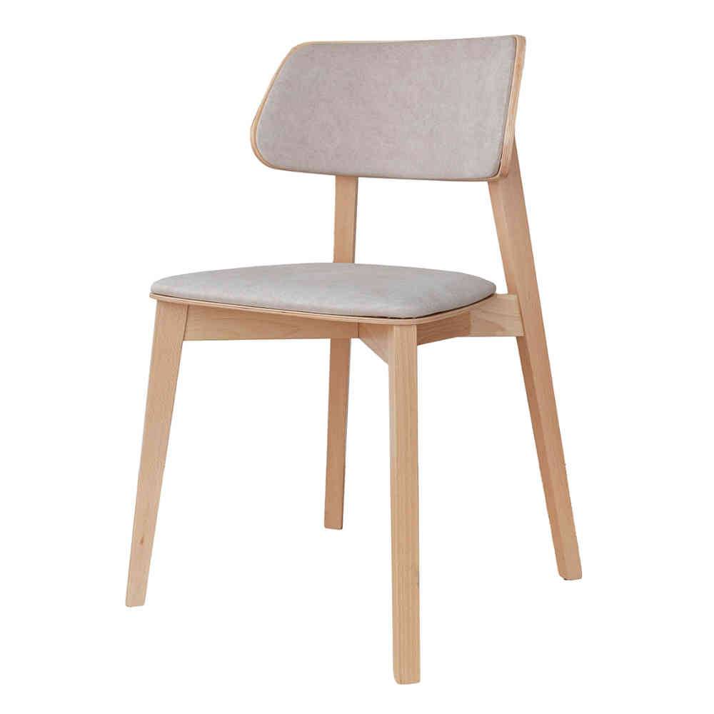 Stuhl in Beige Samt und Buche Holz - Luca (2er Set)