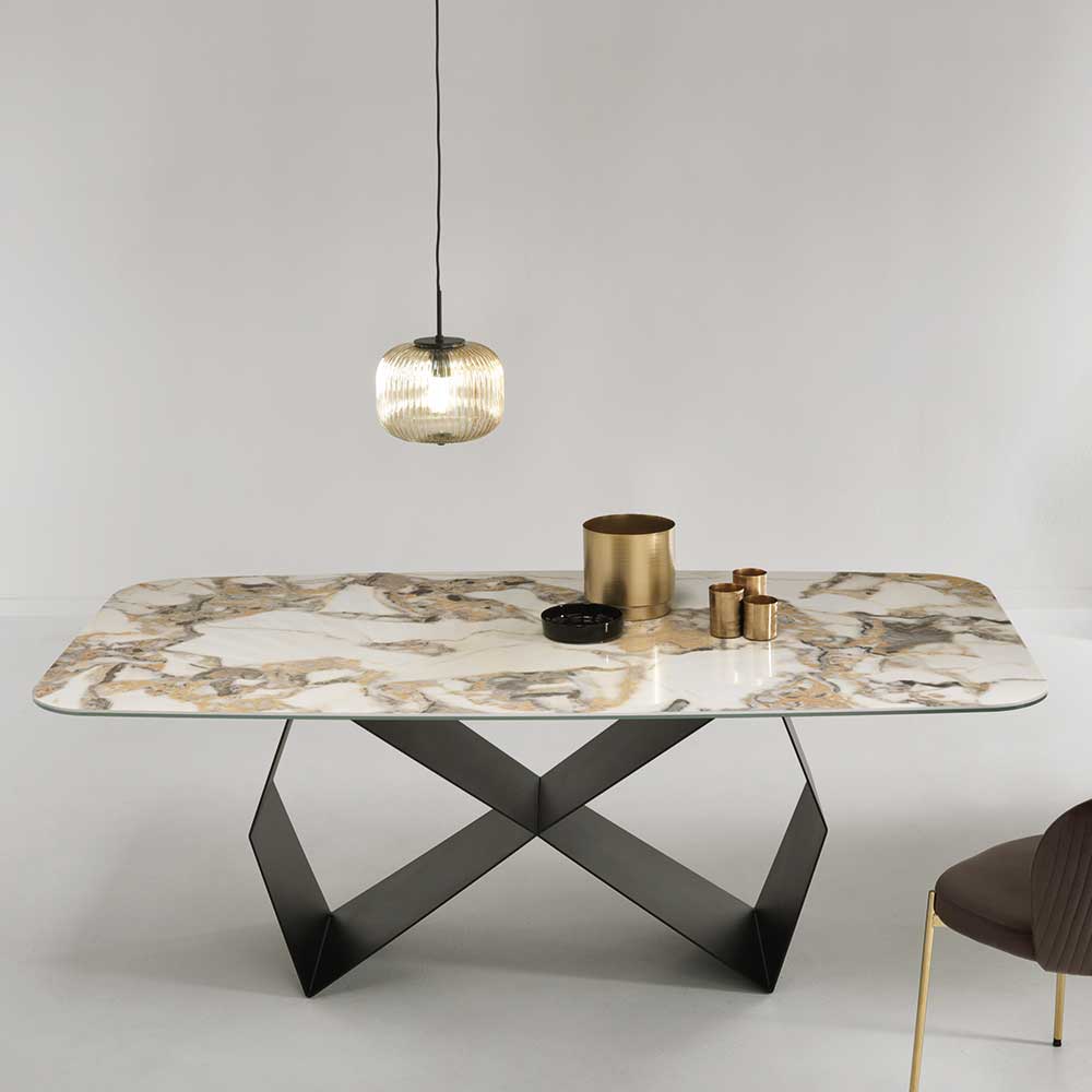 Esszimmer Tisch aus Keramik in Marmoroptik - Mariolona