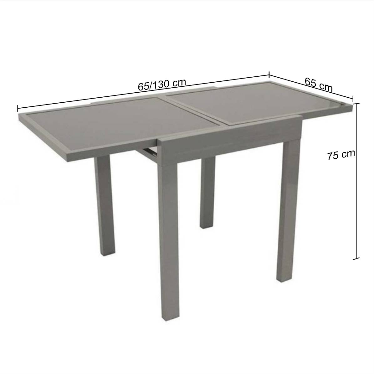 Grauer Balkontisch Quinn aus Glas & Alu