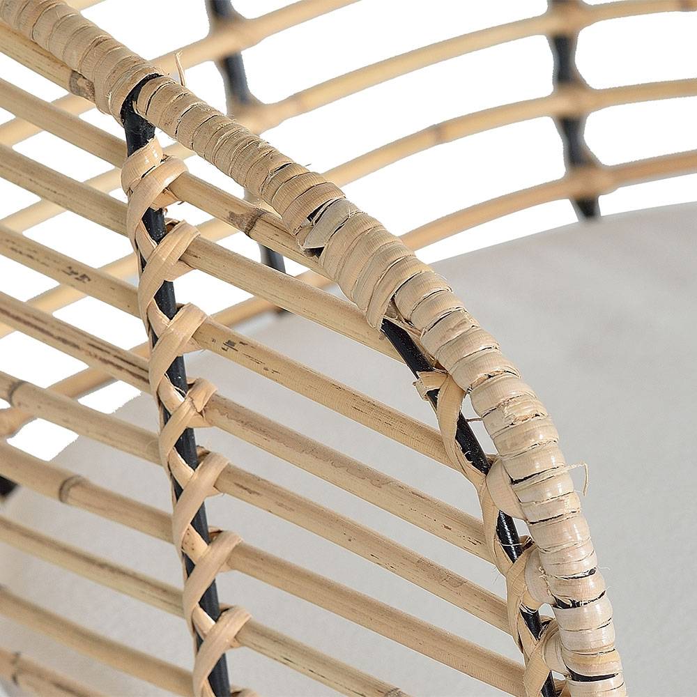 Design Armlehnenstuhl in Rattan Natur und Schwarz - Adatto (2er Set)
