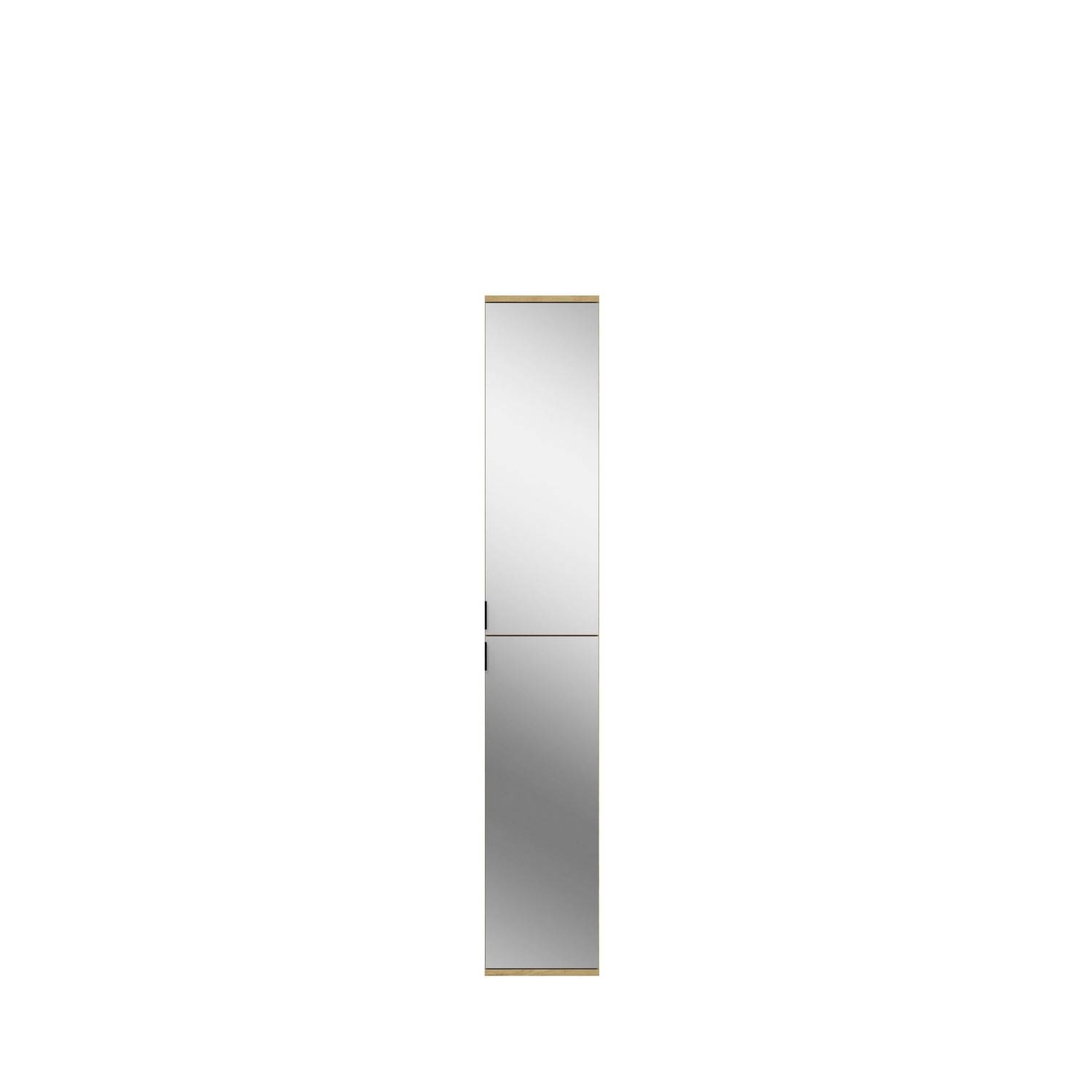 Heller Badezimmerschrank mit Spiegelt
ren und Holzrahmen 
 Pretty