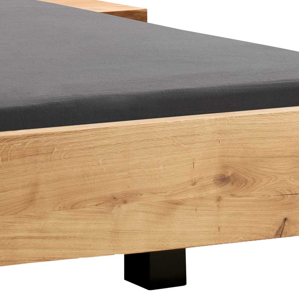140x200 Wildeiche Bett in Schwebeoptik - Comrinaca (dreiteilig)