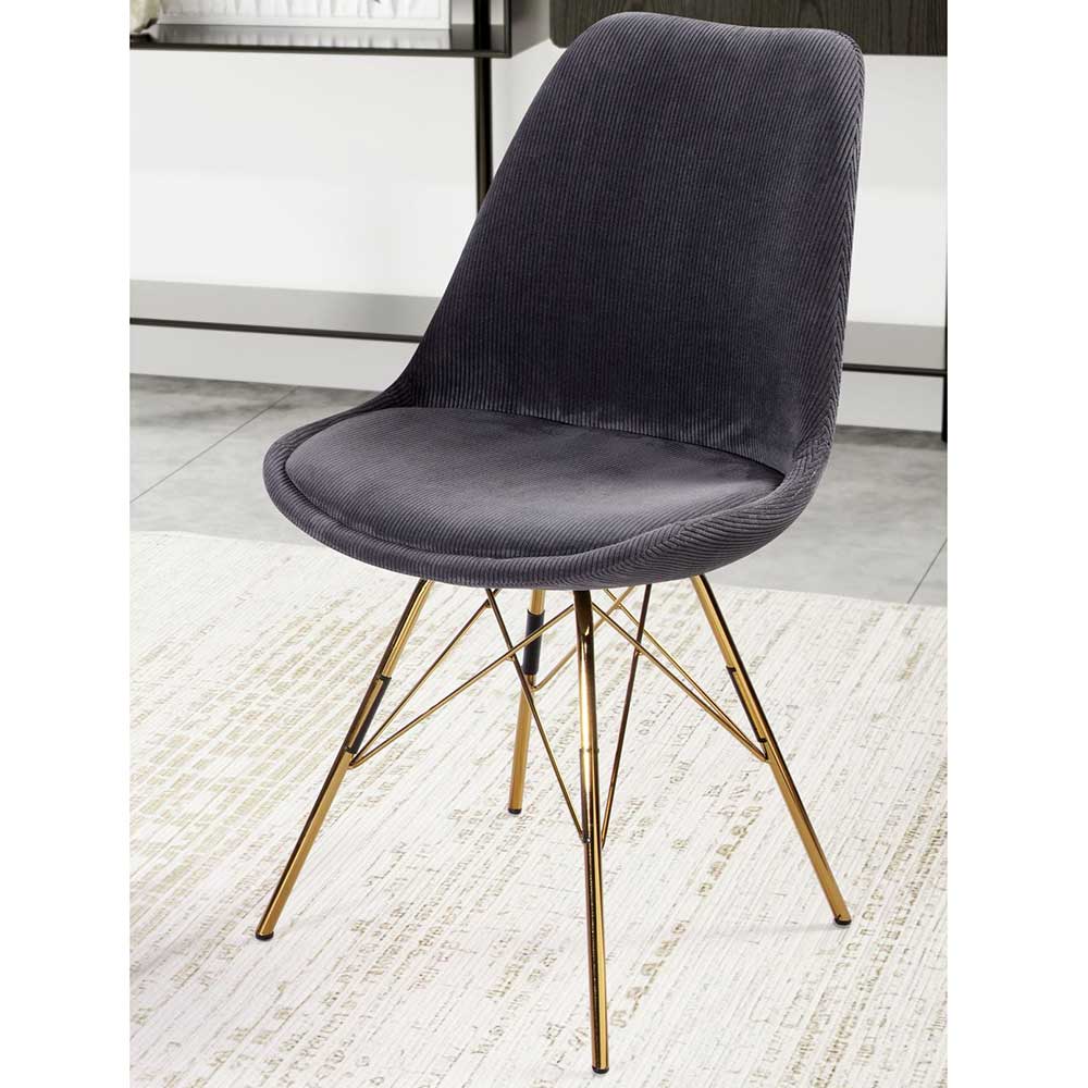 Skandi Cordstühle in Anthrazit - Piasa (2er Set)