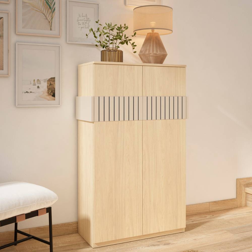 Highboard für Schuhe in Naturfarben Holzoptik - Ragusca