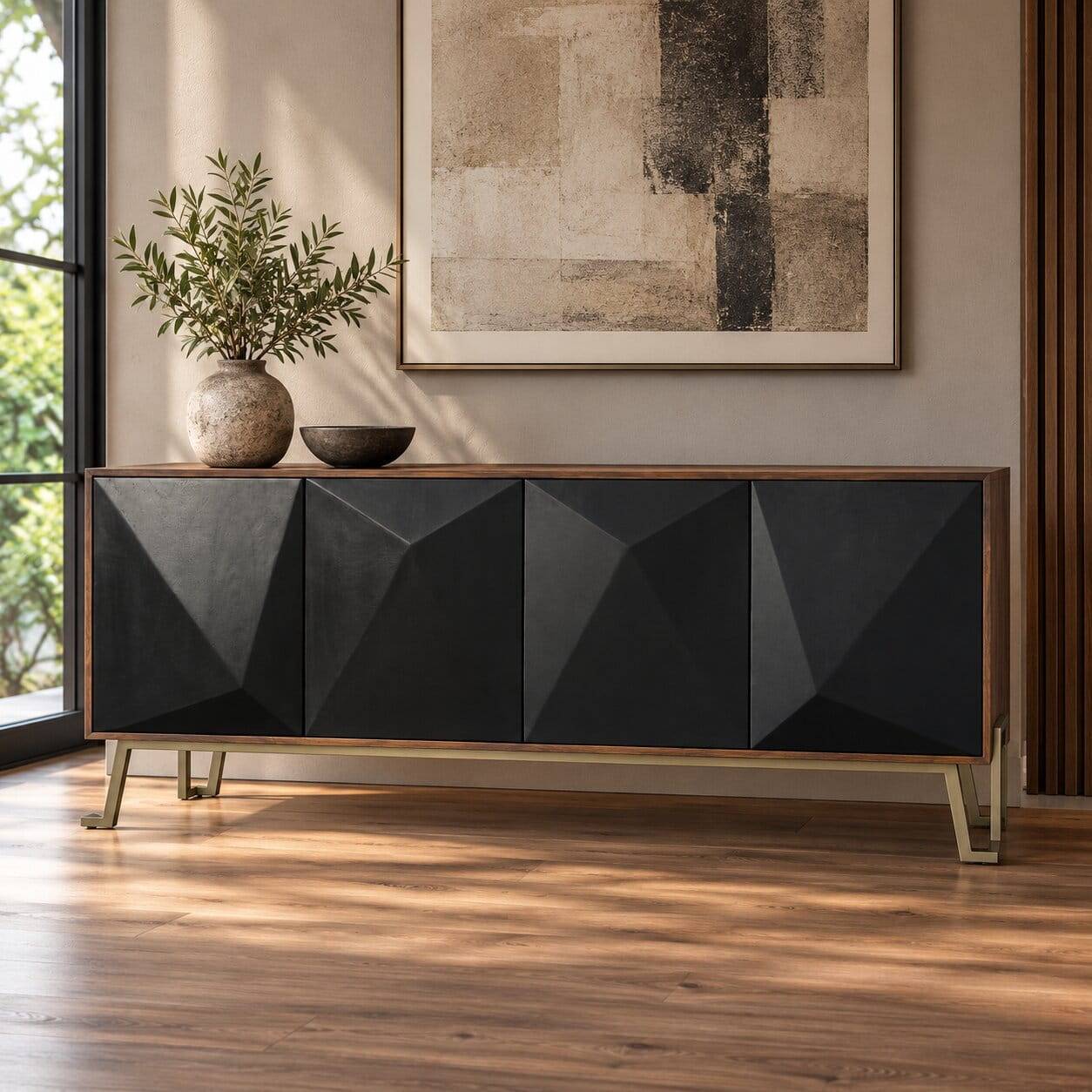 Design-Sideboard in Schwarz - Atomas