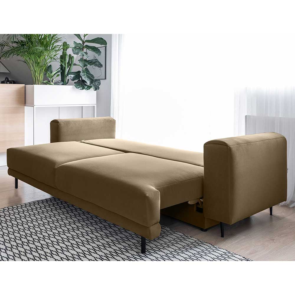 Funktionssofa in Beige Veloursbezug - Jamaica