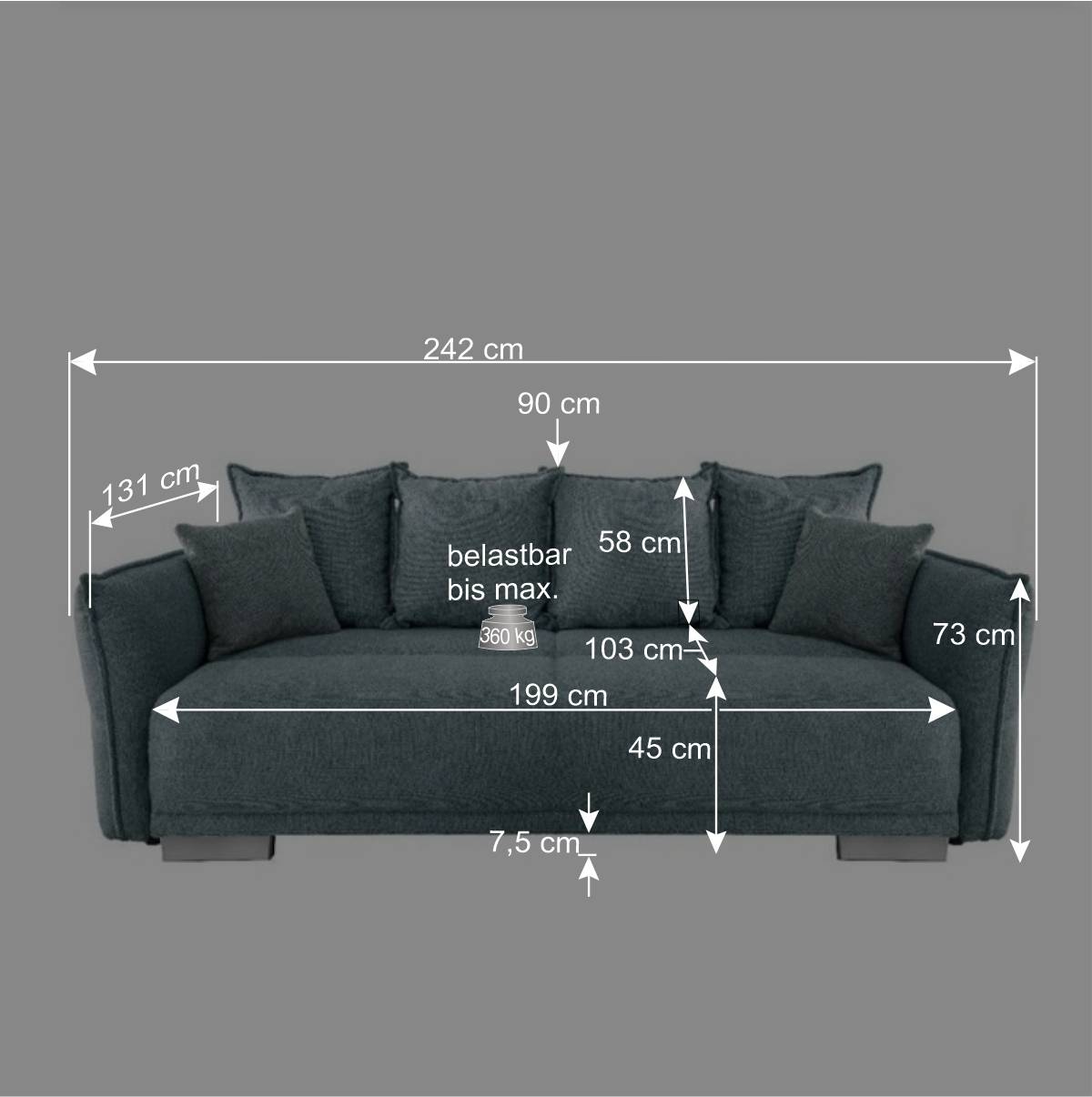 XXL Schlafsofa in Mint Stoffbezug - Lourettes