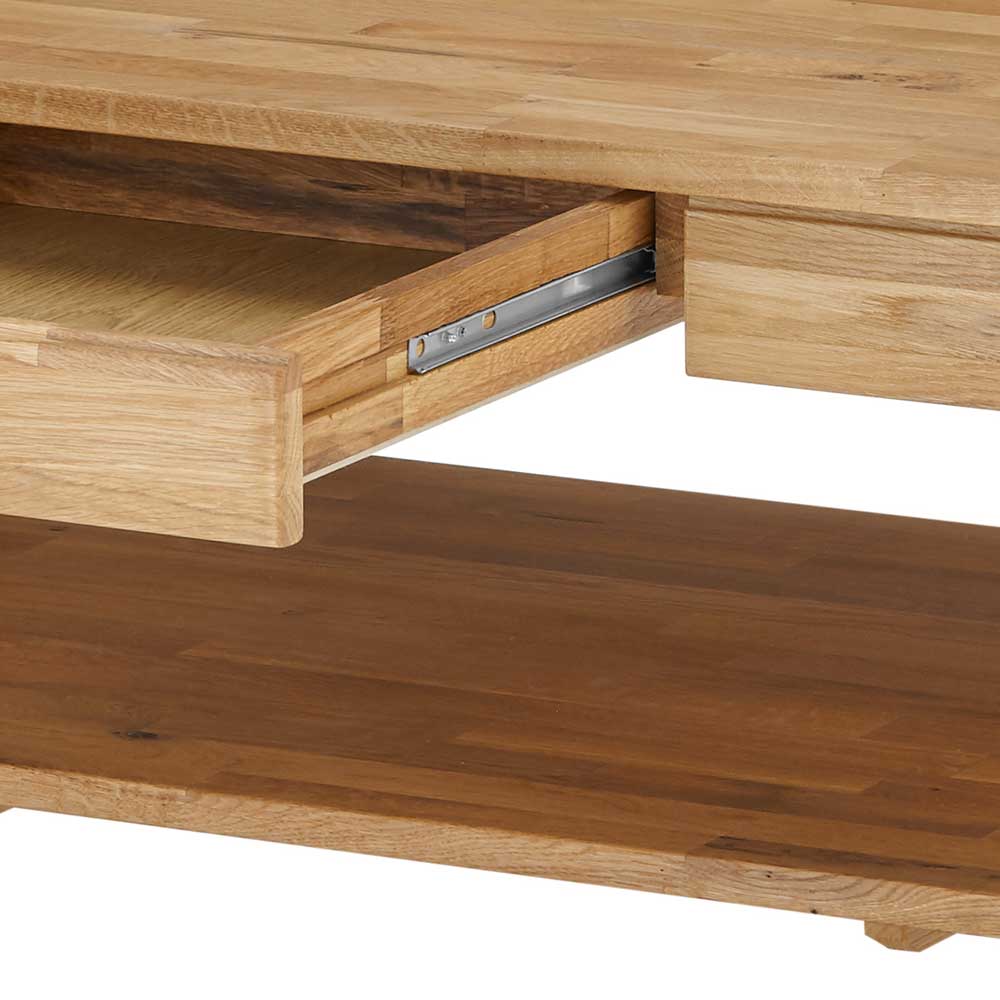 Asteiche Sofatisch mit Schublade und Ablage - Hoxtona