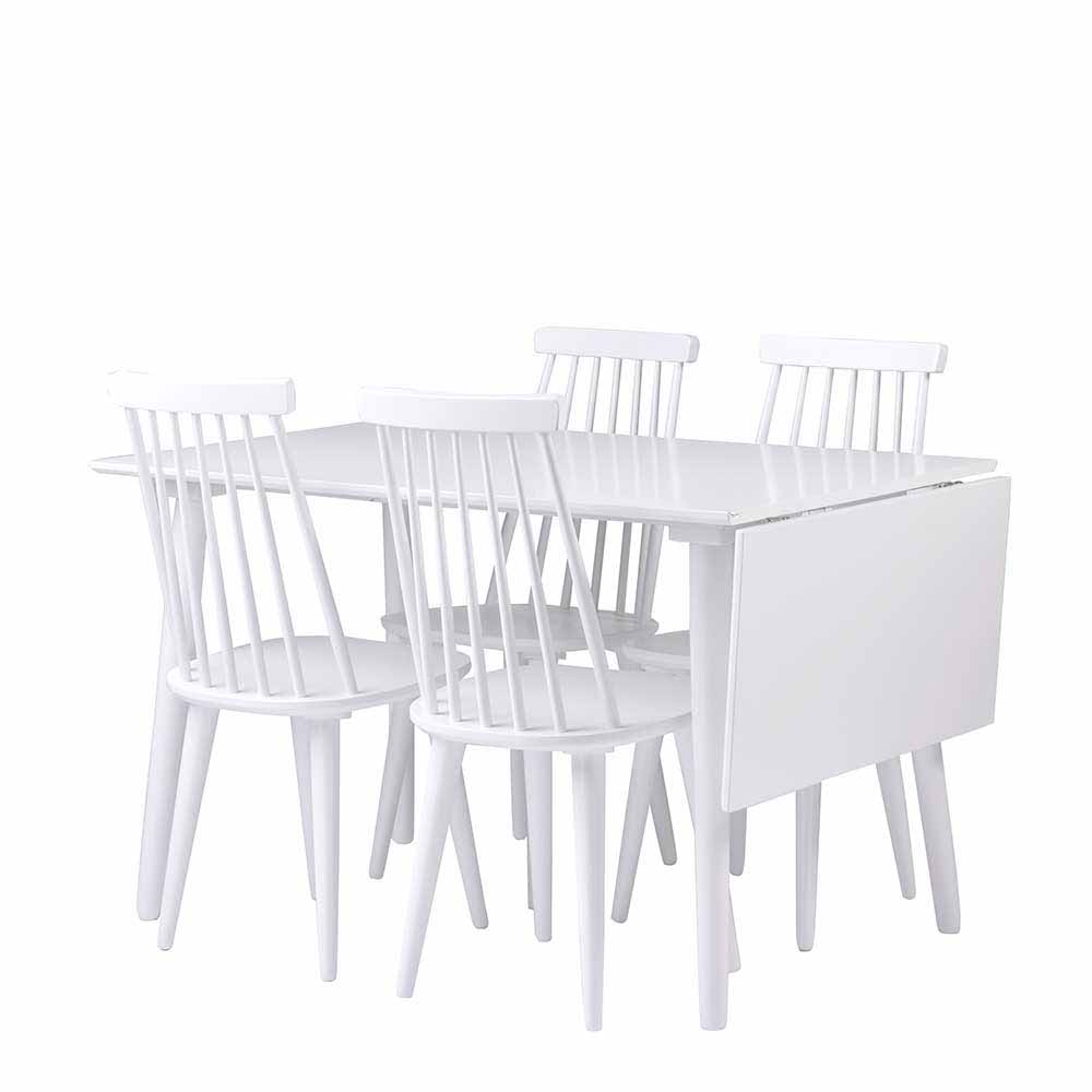 Weiße Essgruppe inkl 4 Stühle - Valtoma (fünfteilig)