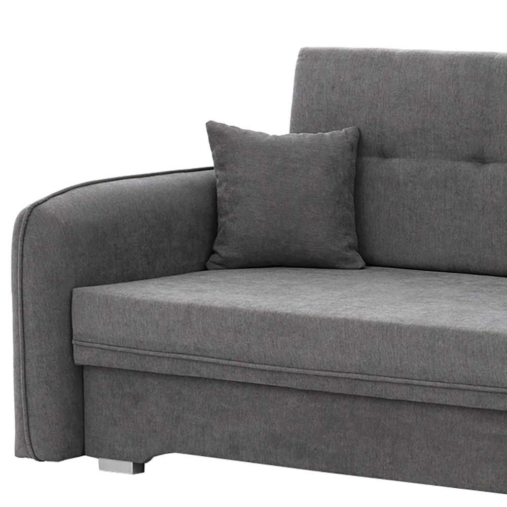 Bettcouch mit Federkern aus Velours Dunkelgrau - Lictona