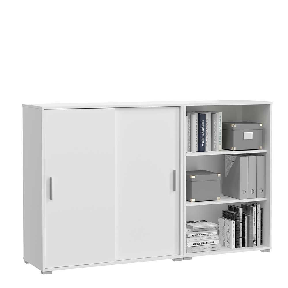 Büroschrank mit Schiebetüren & Regal Segin - Weiß cm - in 168x107x40