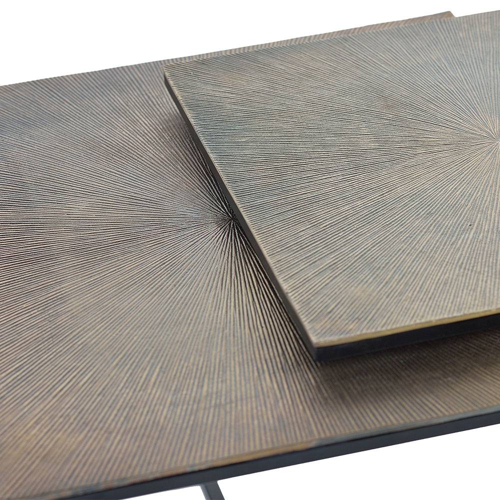 Elegante Tischplatten mit radialem Muster in Bronze-Optik für den modernen Wohnbereich – Nineo